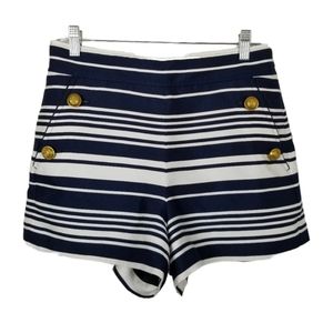 J. Crew Striped High Waist Shorts with Gold Buttons